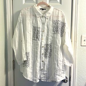 Charlie B. Made in Italy, 100% Linen Blouse, Large